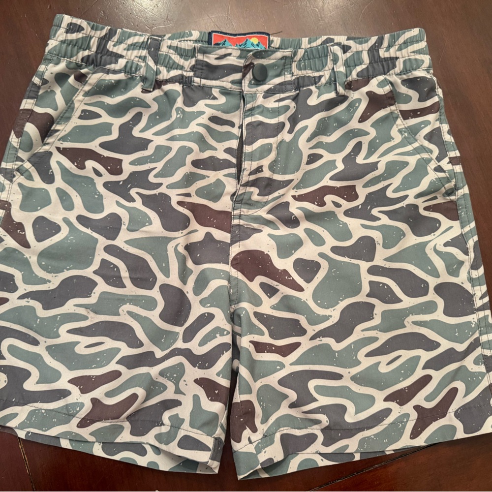 BURLEBO Kids Camouflage Shorts - Gray and Brown Boys Camo Shorts